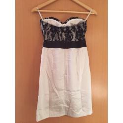 RJ Lady Silk Strapless Dress with Black Floral Lace (Size S, UK 8)