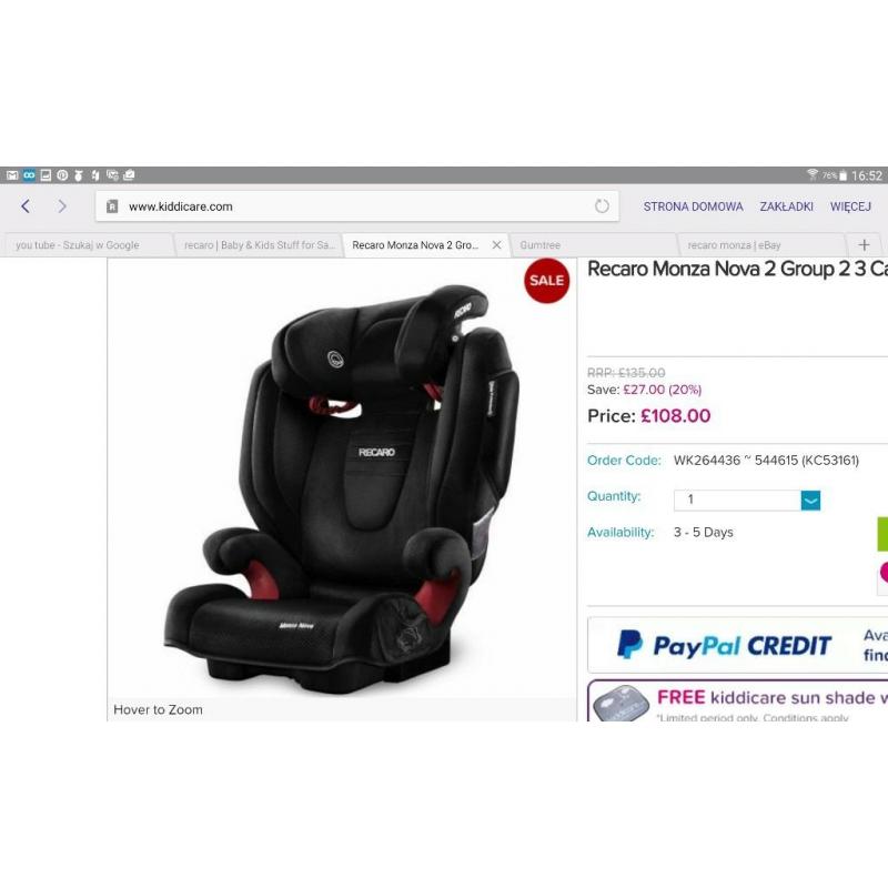 recaro monza car seat