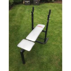 York - Weight bench, barbell, Dumbbells and 120kg in weights