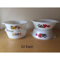 VINTAGE- Various Pyrex and Other Milk Glass Casserole Dishes and Bowls