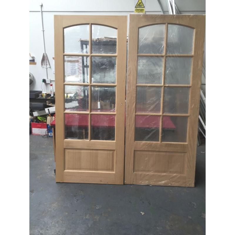 Oak glazed French doors