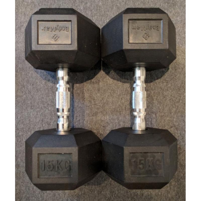 Bodymax 12.5-20kg Rubber Encased Hex Dumbbell Set - 4 pairs