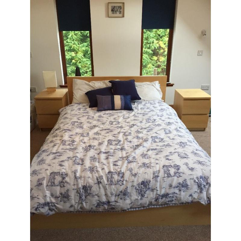 IKEA MALM double bed for sale - Beech wood effect