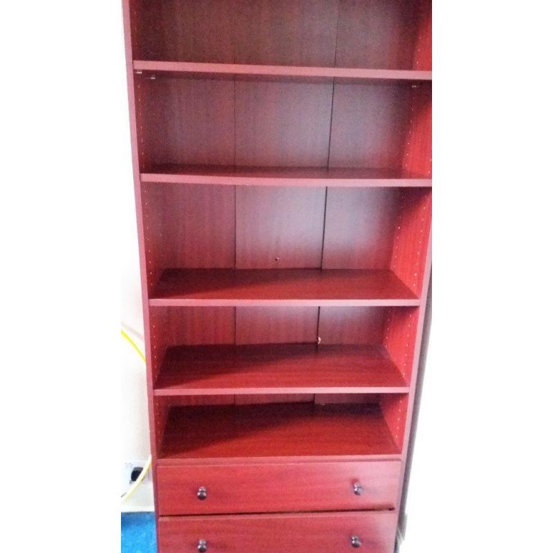 2 Book cases with 2 drawers . . . . . and stag chest of drawers