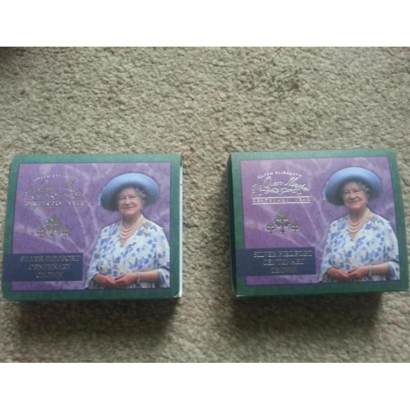 Silver Piedfort Centenary Crowns
