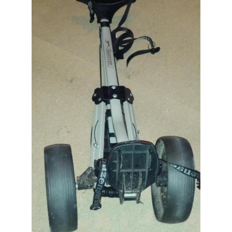 Golf slazanger pull trolley with scorecard holder and drink holder.