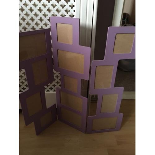 Purple 3 Part Folding Photo Frame