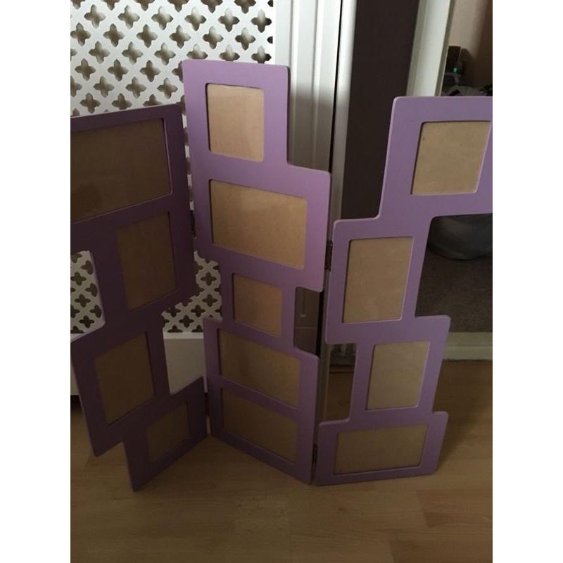 Purple 3 Part Folding Photo Frame