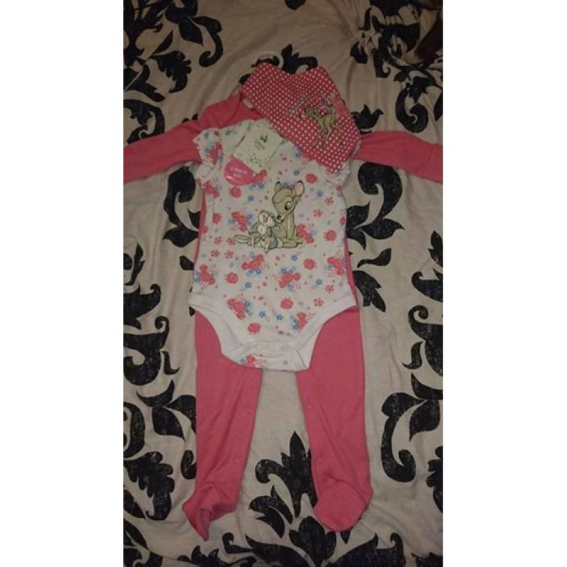 3pc bambi baby grow set have 2x 0-3months & 1x 3-6months left
