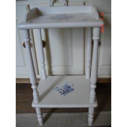 A pretty little hand painted side table/unit with decoupage pansies