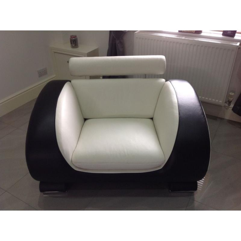 Enzo genuine Italian leather 3 seater & chair