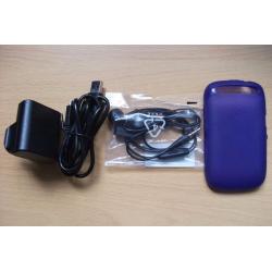 Accessories for BlackBerry Curve 9320 Mobile Phone - Charger, Earphones and Purple Soft Shell Cover