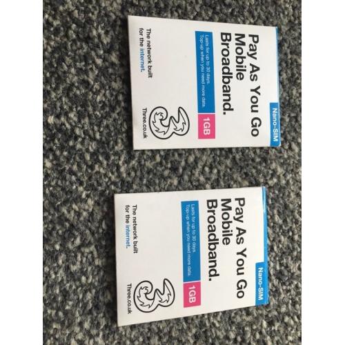 Three pay as you go mobile broadband sim
