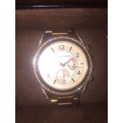 Michael Kors Blair chronograph rose gold watch for sale.