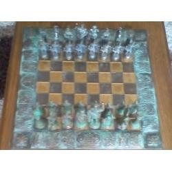 Greek mythology brass chess set.