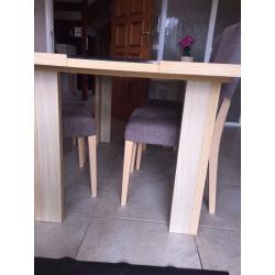 Ash & Gloss Black Glass Rectangular Dining Table with four chairs