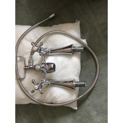 Bathroom chrome taps with shower