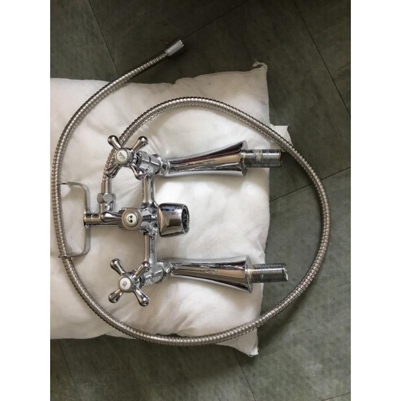 Bathroom chrome taps with shower