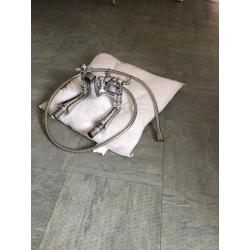Bathroom chrome taps with shower