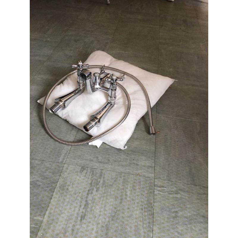 Bathroom chrome taps with shower