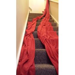 Faux silk material deep red
