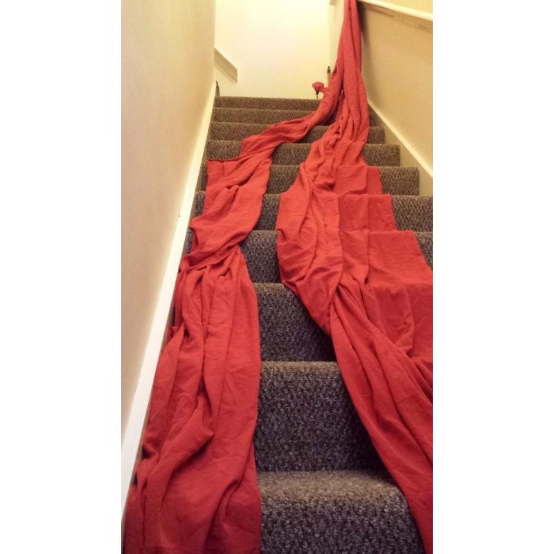 Faux silk material deep red