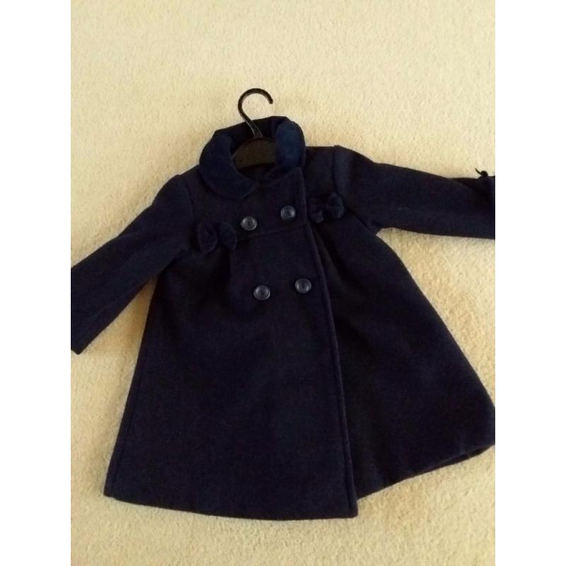 Traditional dark blue coat and bonnet age 2