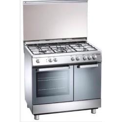 Gas cooker 900mm X 600mm silver with splash back