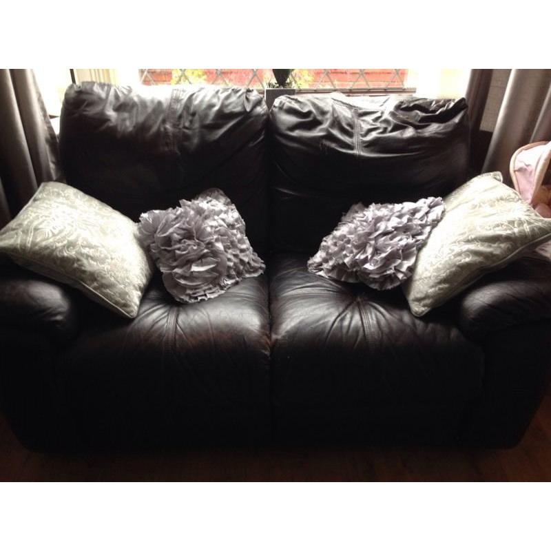 Two seater reclining leather sofa