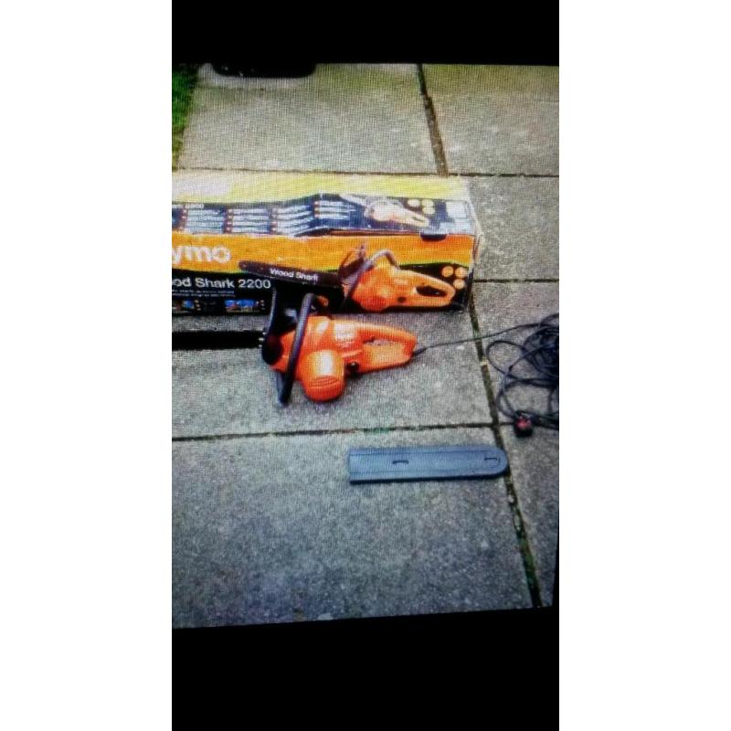 Flymo woodshark 2200 chainsaw with box and instructions