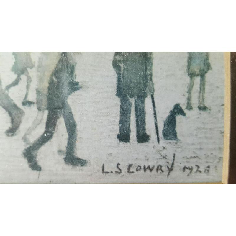 Lowry print 'Outside the mills' in wooden frame