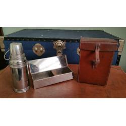 LATE VICTORIAN OFFICERS TIFFIN SET IN ORIGINAL LEATHER CASE RETAILED THROUGH ASPREYS LONDON