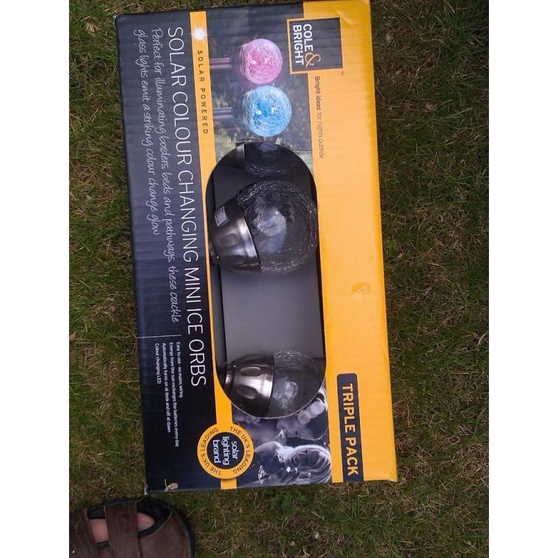 Solar garden lights - colour changing mini ice orbs - Triple pack also