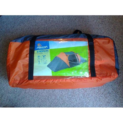 Aventura 4-Persons 2-Bedrooms Double Skin Tunnel Tent in Grey / Orange