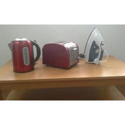 Household items-kettle, toaster, iron, ironing board, lamp, pictures