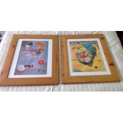 Pictures/ Paintings - Lovely Pair of Klee Paintings in Wooden Frames . Each 52 cm x 62 cm