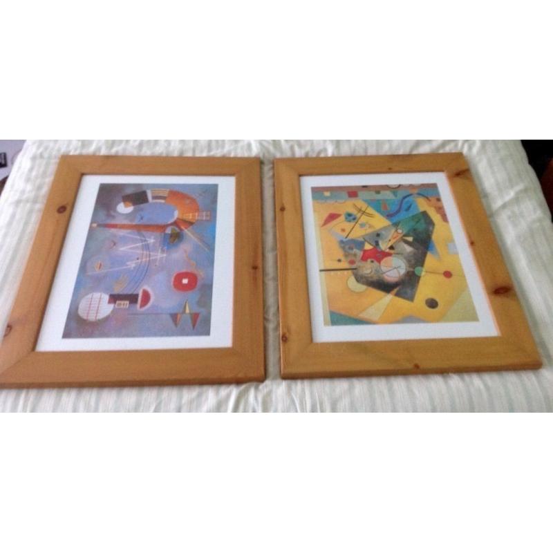 Pictures/ Paintings - Lovely Pair of Klee Paintings in Wooden Frames . Each 52 cm x 62 cm