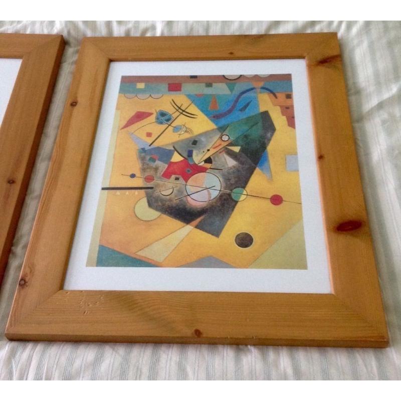 Pictures/ Paintings - Lovely Pair of Klee Paintings in Wooden Frames . Each 52 cm x 62 cm