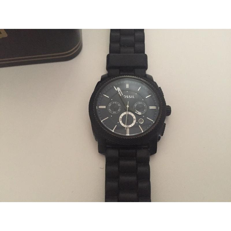 Fossil Machine Chronograph FS4065 Black Silicone Watch