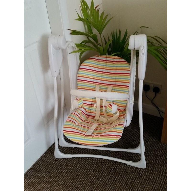 Graco baby swing in candy stripe batts included