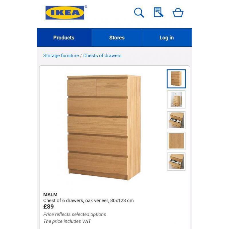 Ikea Malm 6 Drawer