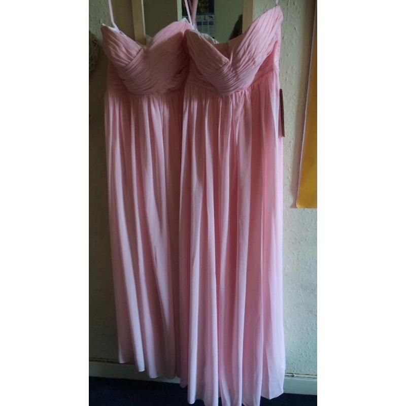 x2 Beautiful Matching Pink Bridesmaid Dresses, Size 10, one worn, one unworn with tags.