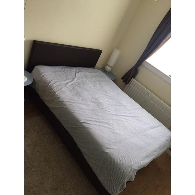 Brown Faux Leather Double Bed Frame