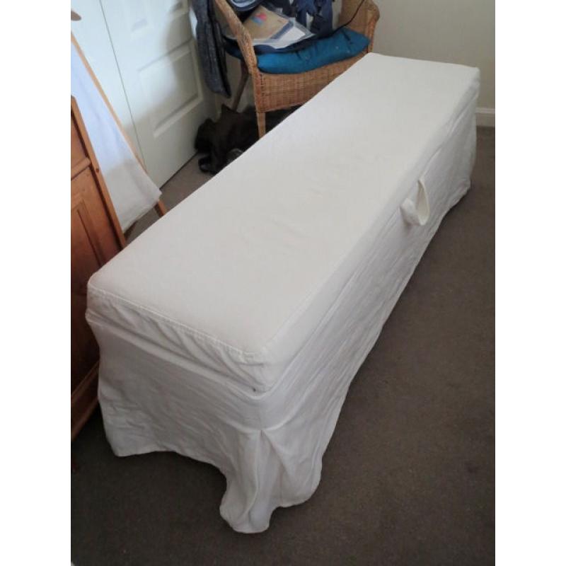 White Ikea bedroom storage chest, washable cover, cabinet table bench seat chair blanket box trunk