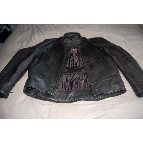 MENS SCOTT LEATHER MOTORCYCLE JACKET SIZE 50