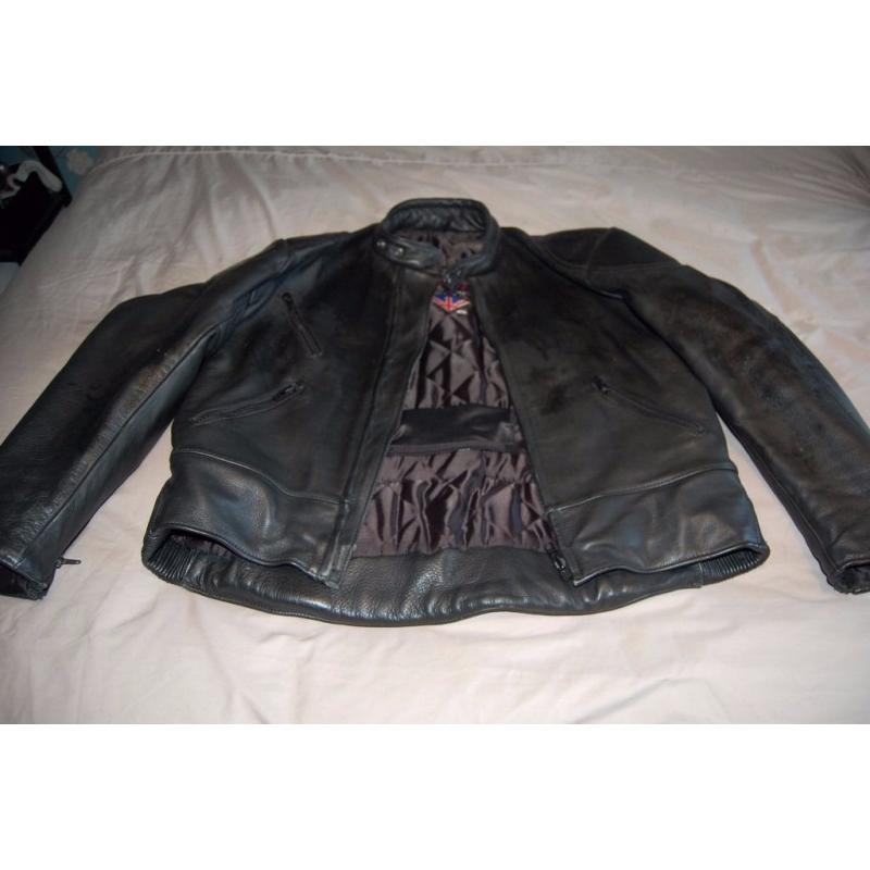 MENS SCOTT LEATHER MOTORCYCLE JACKET SIZE 50