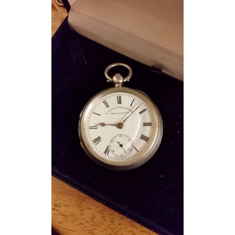H. SAMUEL MANCHESTER 1910 solid silver pocket watch