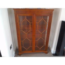 YEW DISPLAY CABINET WITH LIGHT