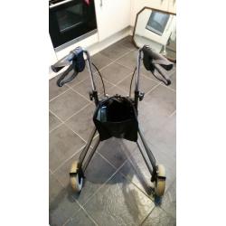 black wheeled walking frame with zipped compartment