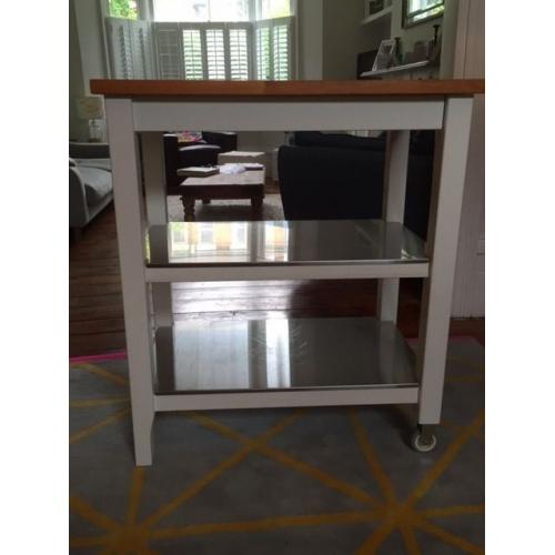 Kitchen Trolley - oak, white and stainless steel